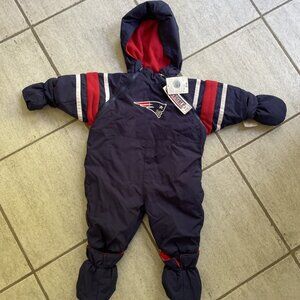 Vtg NFL New England Patriots Football Baby Reversible Snowsuit Pram USA 3-6 Mths